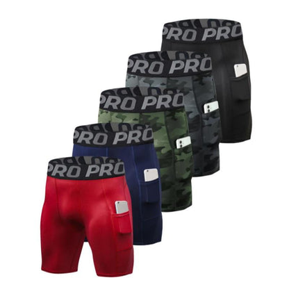 5 Pack Compression Shorts Mens Sports Underwear Base Layer Shorts Quick Dry Running Shorts Basketball Shorts with Pockets Cycling Tights for Gym Fits